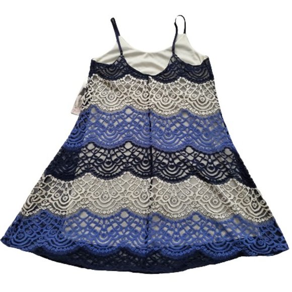Honey And Rosie Women's White/Blue Lace Overlay Lined Cami Dress Size Small NWT - Picture 2 of 11
